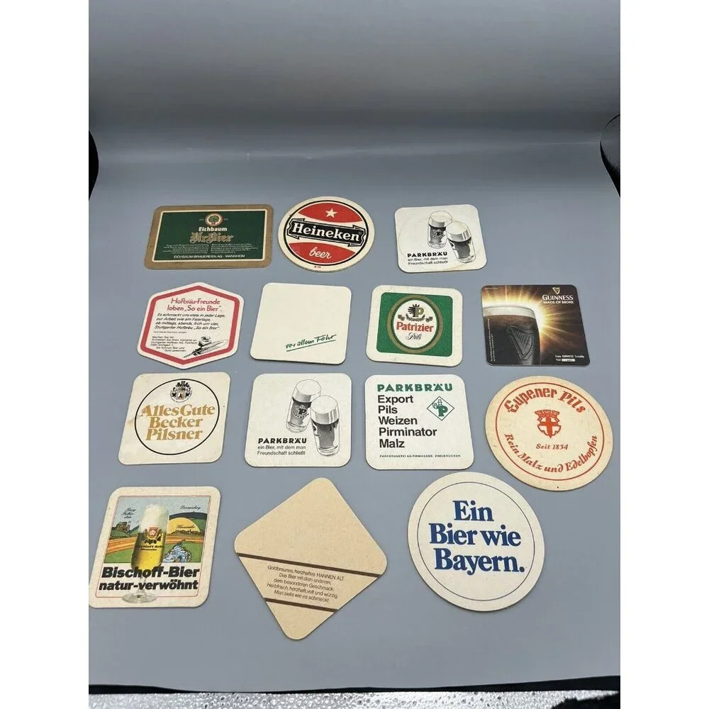 German Beer Mats Bier Lot of 14 European Coasters Pub Man Cave Job Lot Used